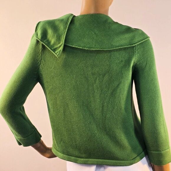 Tibi New York Green Crop Cardigan Button Down Cotton Sweater Womens Size S - Picture 4 of 8